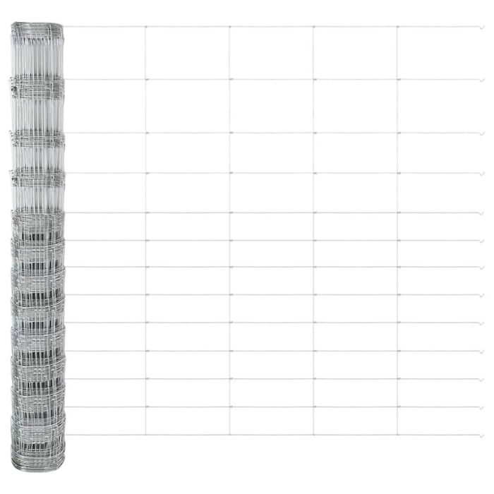 Vidaxl Field Fence 1.5x50 M Galvanised Steel, Vidaxl Fence Posts With Base Plates 13 Pcs Ø32mm 83.5cm Galvanised Steel