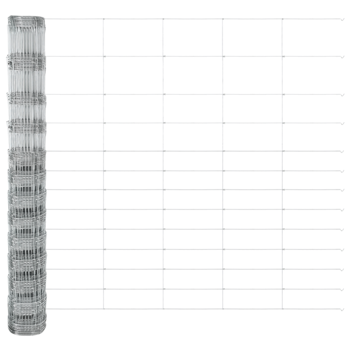 Vidaxl Field Fence 1.5x50 M Galvanised Steel, Vidaxl Fence Posts With Base Plates 13 Pcs Ø32mm 83.5cm Galvanised Steel
