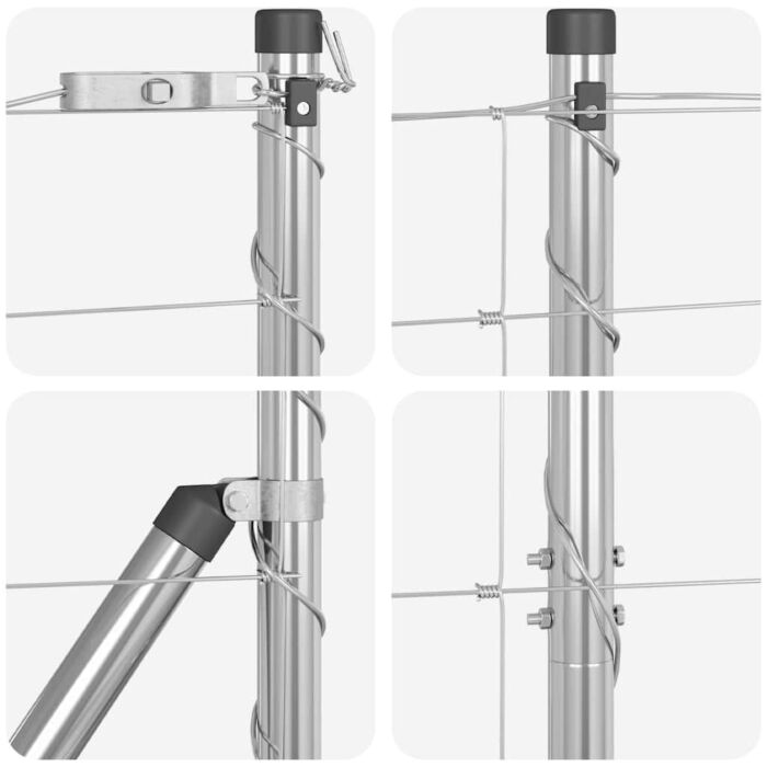 Vidaxl Field Fence 1.5x50 M Galvanised Steel, Vidaxl Fence Posts With Base Plates 13 Pcs Ø32mm 83.5cm Galvanised Steel