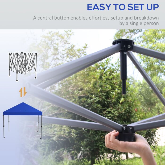 Outsunny 3 X 3(m) Pop Up Gazebo, Easy Up Marquee Party Tent With 1-button Push, Adjustable Straight Legs, Stakes, Ropes