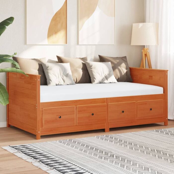 Vidaxl Day Bed Wax Brown 100x200 Cm Solid Wood Pine