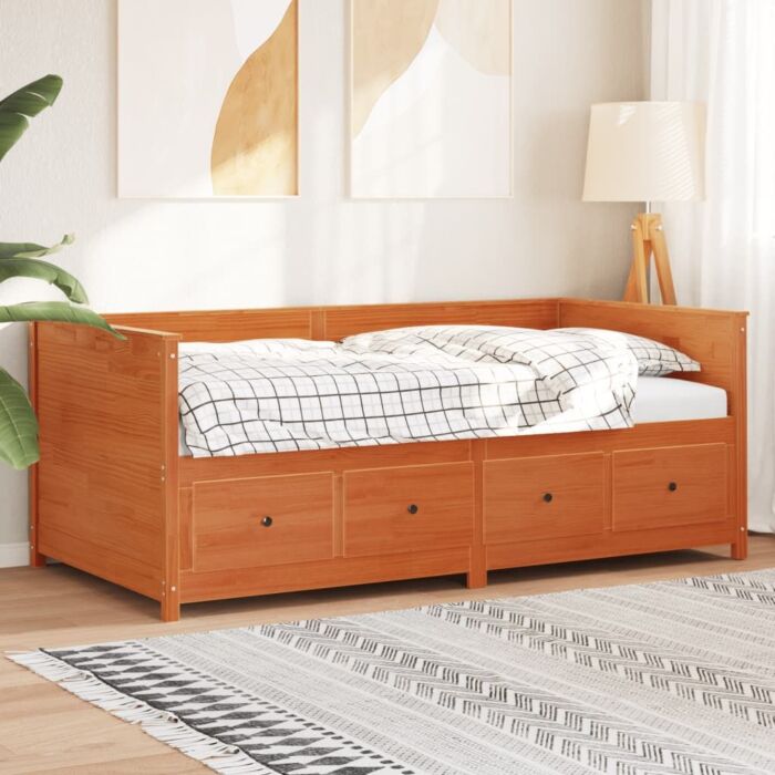 Vidaxl Day Bed Wax Brown 100x200 Cm Solid Wood Pine