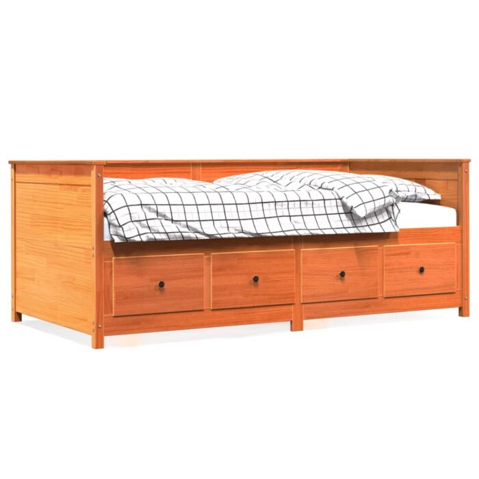 Vidaxl Day Bed Wax Brown 100x200 Cm Solid Wood Pine