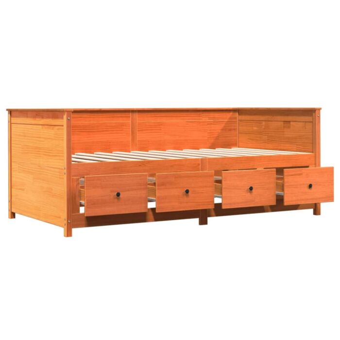 Vidaxl Day Bed Wax Brown 100x200 Cm Solid Wood Pine