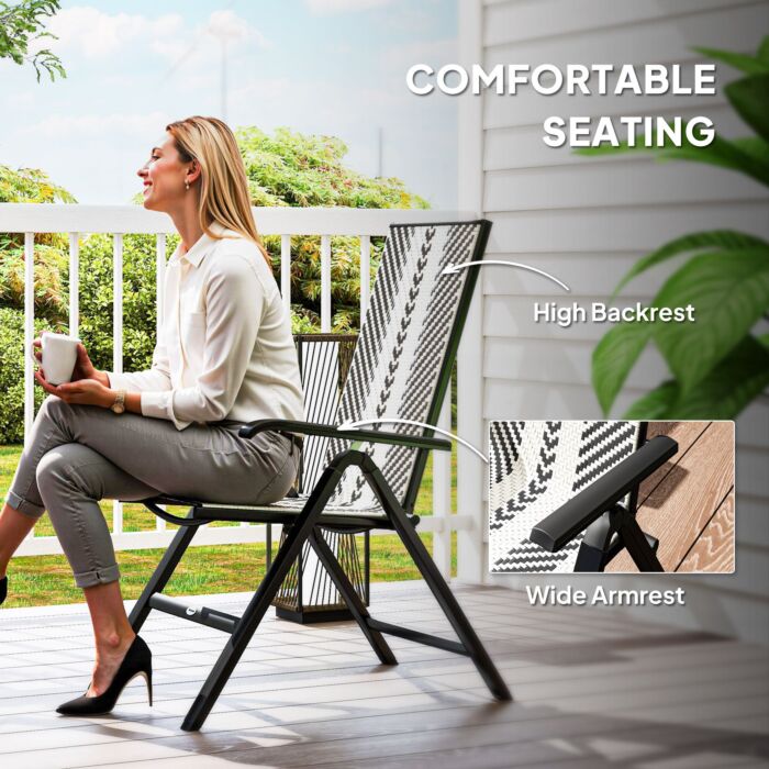 Outsunny Rattan Reclining Garden Chairs - Black