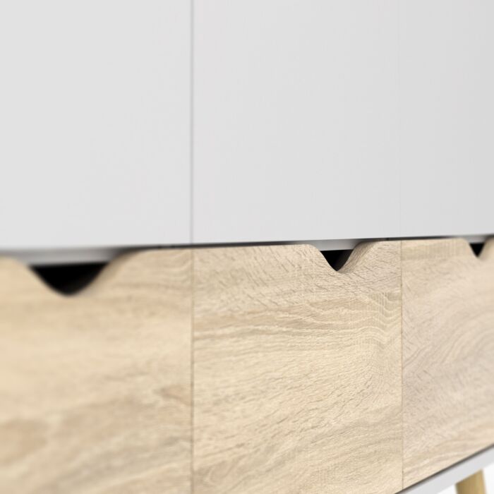 Oslo Wardrobe 3 Doors 3 Drawers In White And Oak