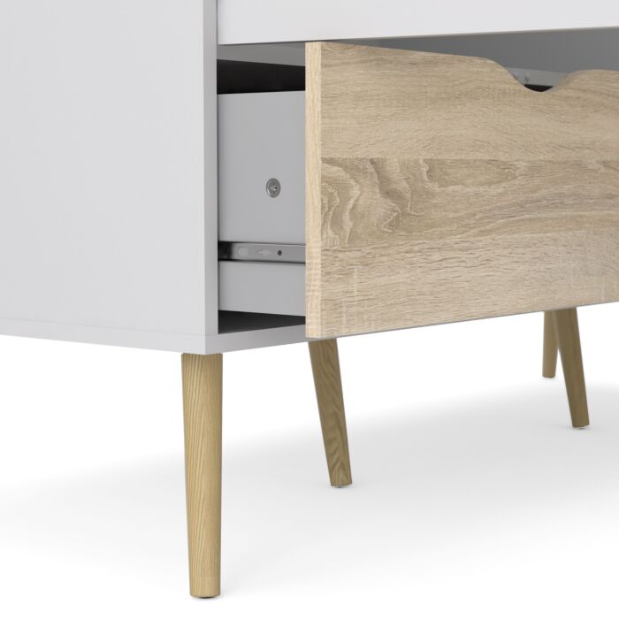 Oslo Wardrobe 3 Doors 3 Drawers In White And Oak