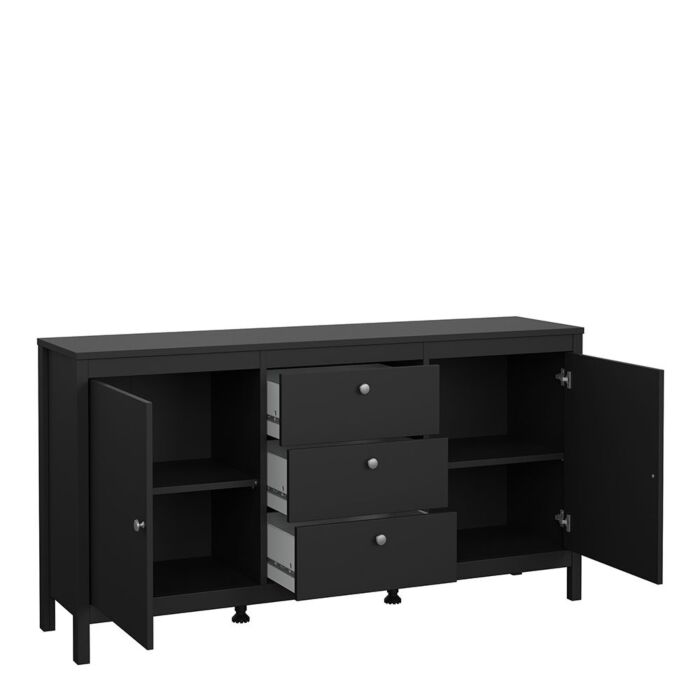 Madrid Sideboard 2 Doors + 3 Drawers In Matt Black