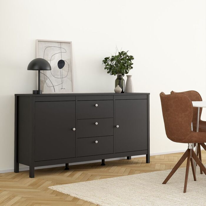 Madrid Sideboard 2 Doors + 3 Drawers In Matt Black