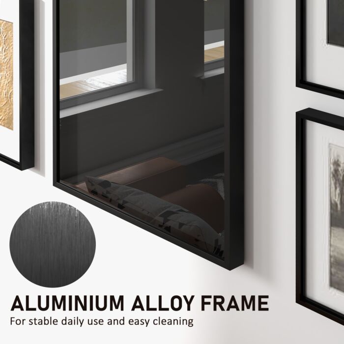 Homcom Football Shirt Frame Display, Acrylic Jersey Frame With Uv Protection, Aluminium Sports Shirt Shadow Box For Basketball Football Baseball, 60 X 80 Cm, Black