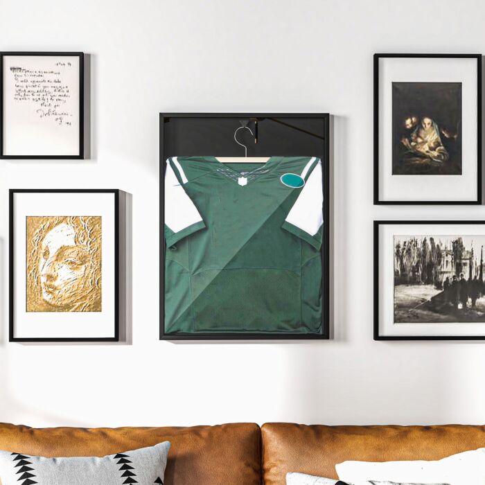 Homcom Football Shirt Frame Display, Acrylic Jersey Frame With Uv Protection, Aluminium Sports Shirt Shadow Box For Basketball Football Baseball, 60 X 80 Cm, Black