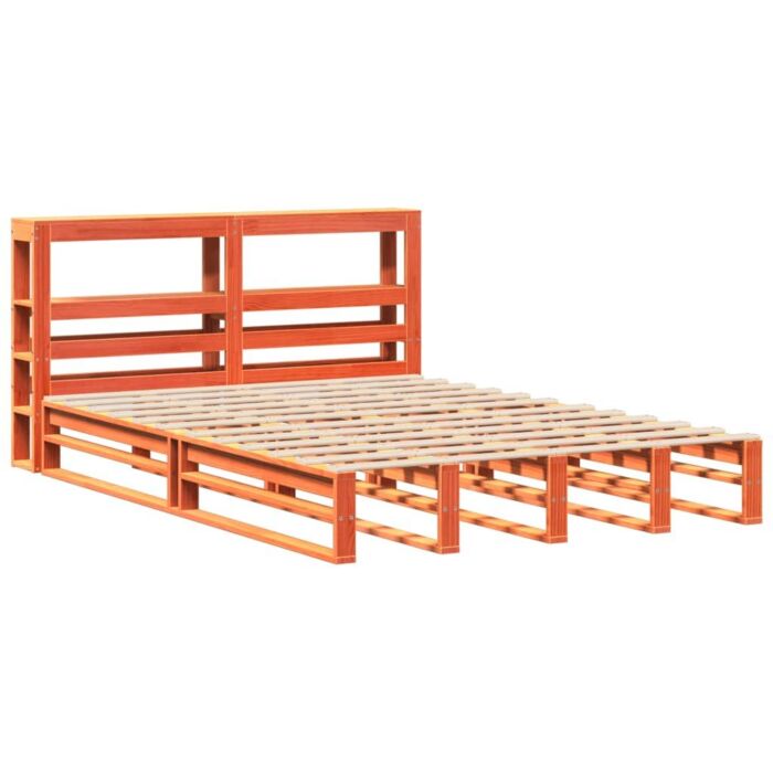 Vidaxl Bed Frame With Headboard Wax Brown 160x200 Cm Solid Wood Pine