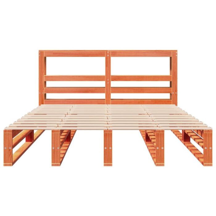 Vidaxl Bed Frame With Headboard Wax Brown 160x200 Cm Solid Wood Pine