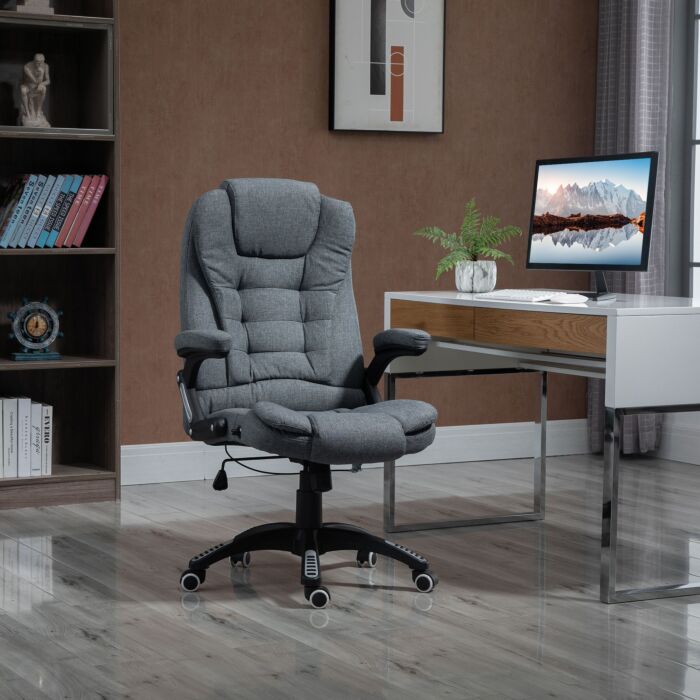 Vinsetto Ergonomic Swivel Chair Comfortable Desk Chair With Armrests Adjustable Height Reclining And Tilt Function Dark Grey