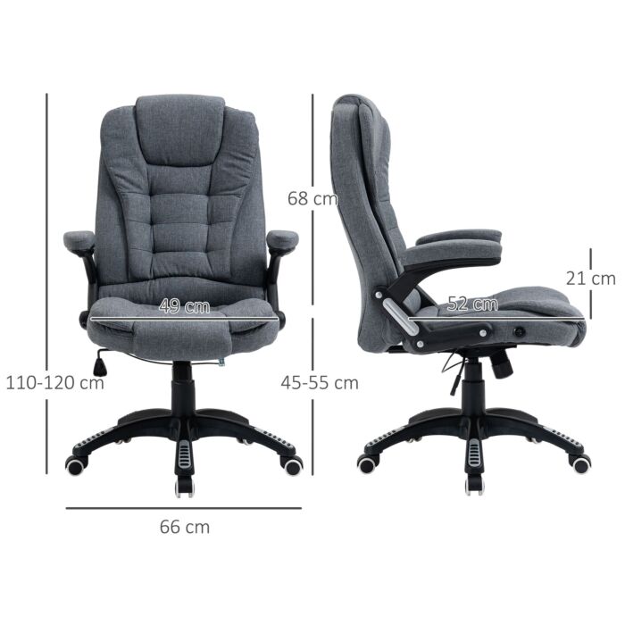 Vinsetto Ergonomic Swivel Chair Comfortable Desk Chair With Armrests Adjustable Height Reclining And Tilt Function Dark Grey