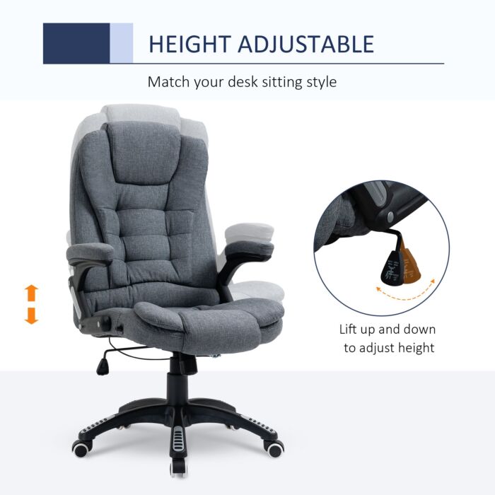 Vinsetto Ergonomic Swivel Chair Comfortable Desk Chair With Armrests Adjustable Height Reclining And Tilt Function Dark Grey