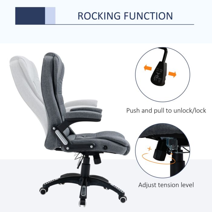 Vinsetto Ergonomic Swivel Chair Comfortable Desk Chair With Armrests Adjustable Height Reclining And Tilt Function Dark Grey
