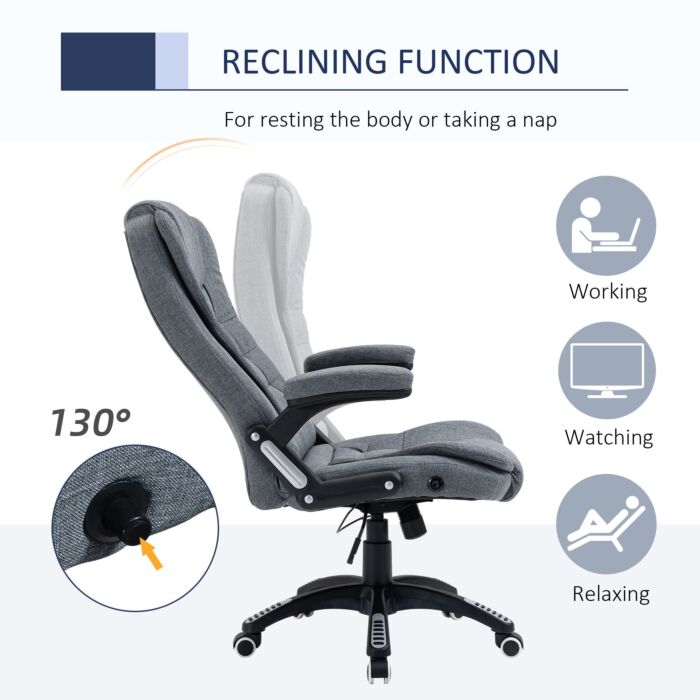 Vinsetto Ergonomic Swivel Chair Comfortable Desk Chair With Armrests Adjustable Height Reclining And Tilt Function Dark Grey