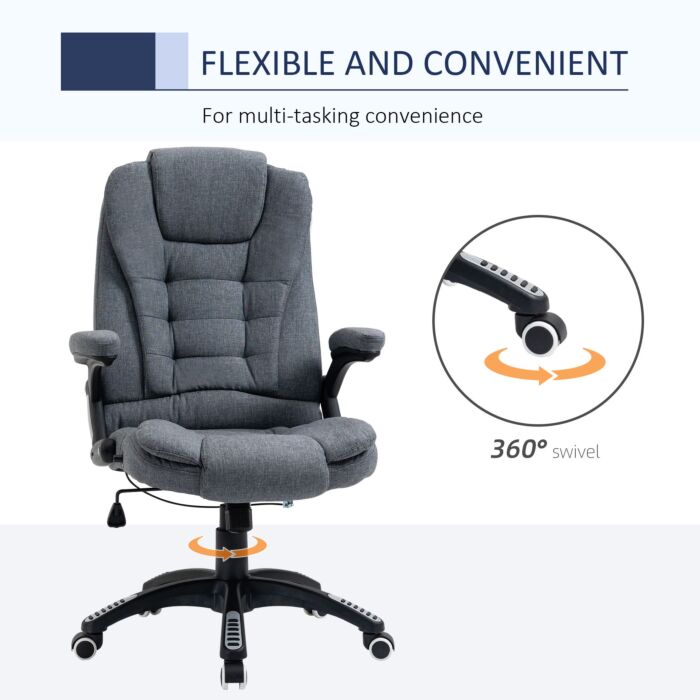 Vinsetto Ergonomic Swivel Chair Comfortable Desk Chair With Armrests Adjustable Height Reclining And Tilt Function Dark Grey