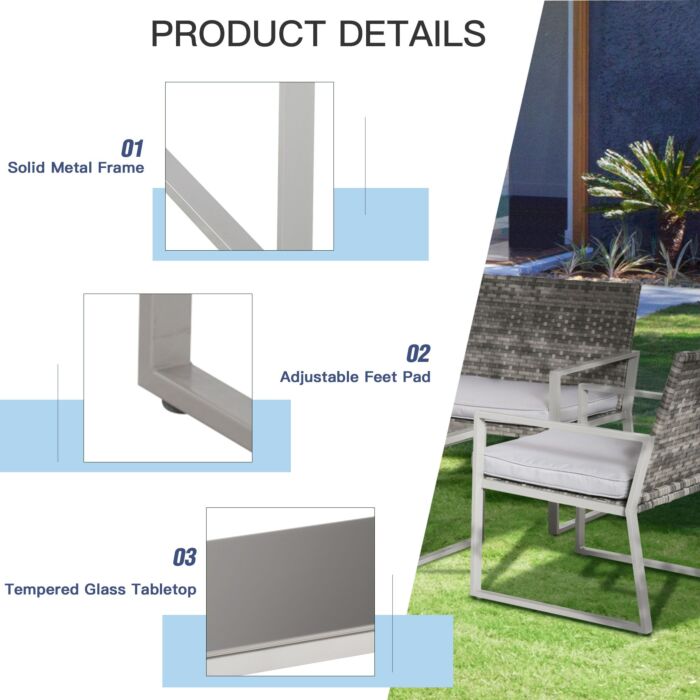 Outsunny 4-seater Rattan Garden Furniture Set 2 Single Sofa Arm Chairs 1 Bench With Cushions & Coffee Table Patio Backyard Wicker Weave