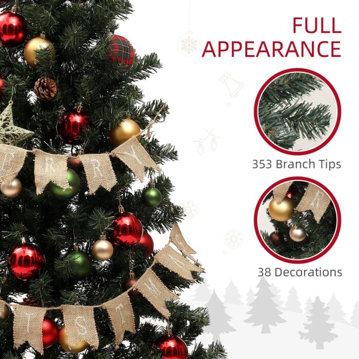 Homcom 5ft Pre-lit And Decorated Christmas Tree
