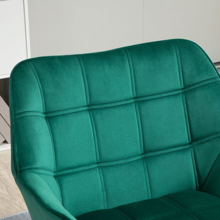 Homcom Accent Chair, Arm Chair With Wide Arms, Slanted Back, Thick Padding And Rubber Wooden Legs, Green