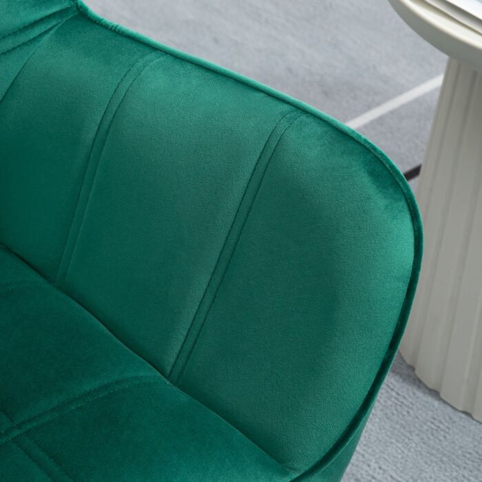 Homcom Accent Chair, Arm Chair With Wide Arms, Slanted Back, Thick Padding And Rubber Wooden Legs, Green