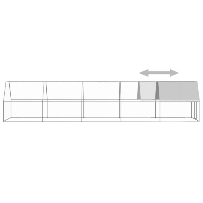 Vidaxl Outdoor Chicken Cage 2x10x2 M Galvanised Steel