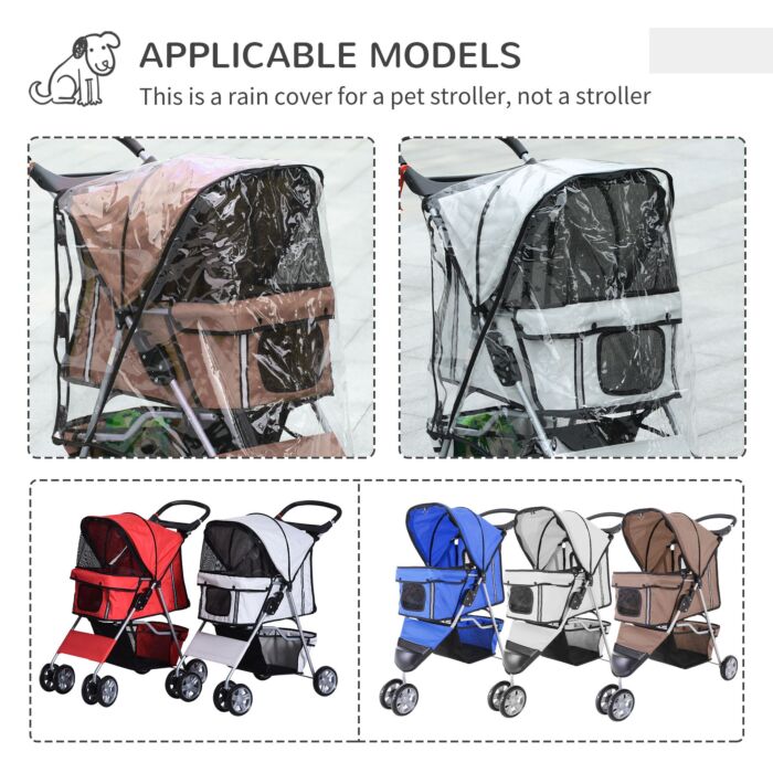 Pawhut Dog Stroller With Cover For Small Miniature Dogs, Folding Cat Pram Dog Pushchair With Cup Holder, Storage Basket, Reflective Strips, Grey