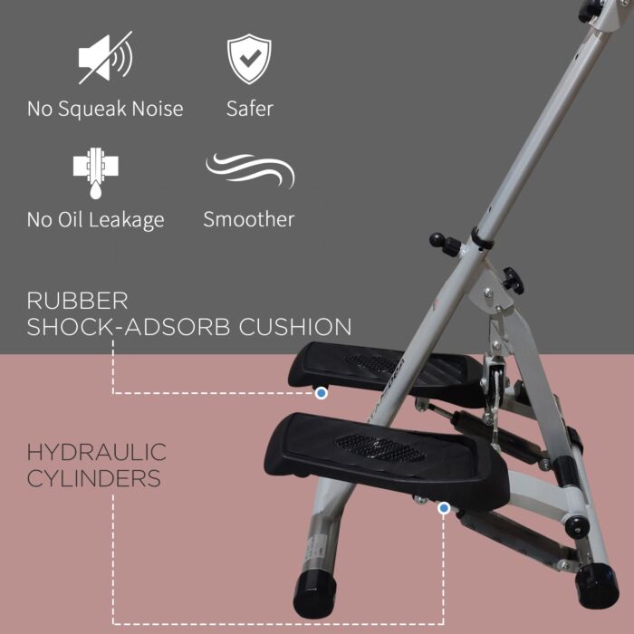 Homcom Stepper W/handle Hand Grip Workout Fitness Machine For Fitness Aerobic Exercise Home Gym Grey