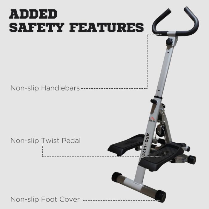 Homcom Stepper W/handle Hand Grip Workout Fitness Machine For Fitness Aerobic Exercise Home Gym Grey