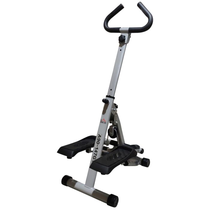 Homcom Stepper W/handle Hand Grip Workout Fitness Machine For Fitness Aerobic Exercise Home Gym Grey