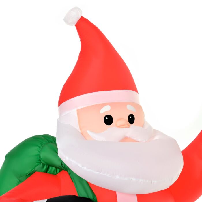 Homcom 2.4m Christmas Inflatable Santa Holiday Yard Decoration With Led Lights, Lawn Blow Up Decor