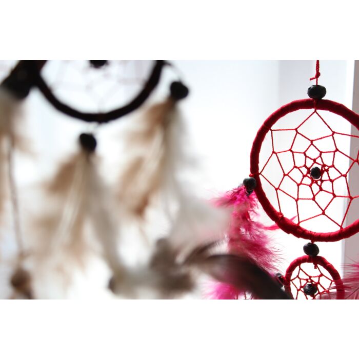 Bali Dreamcatchers - Small Round - Black/white/red