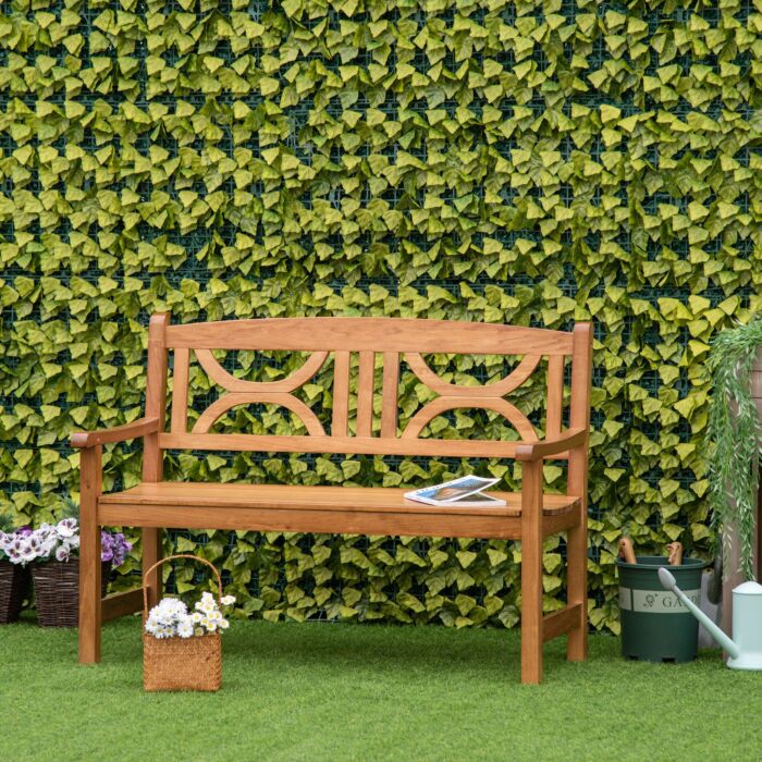 Outsunny 2-seater Chair, Wooden Garden Bench, Outdoor Patio Loveseat For Yard, Lawn, Porch, Natural