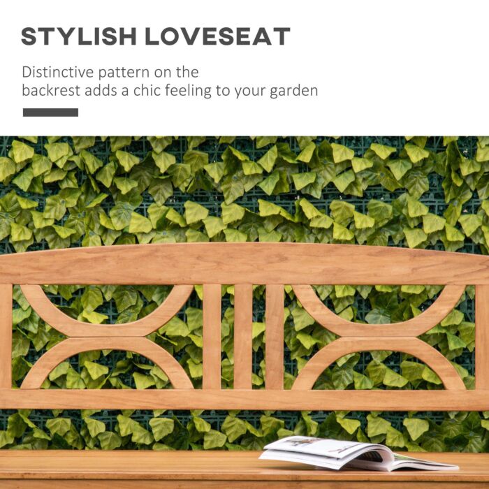 Outsunny 2-seater Chair, Wooden Garden Bench, Outdoor Patio Loveseat For Yard, Lawn, Porch, Natural