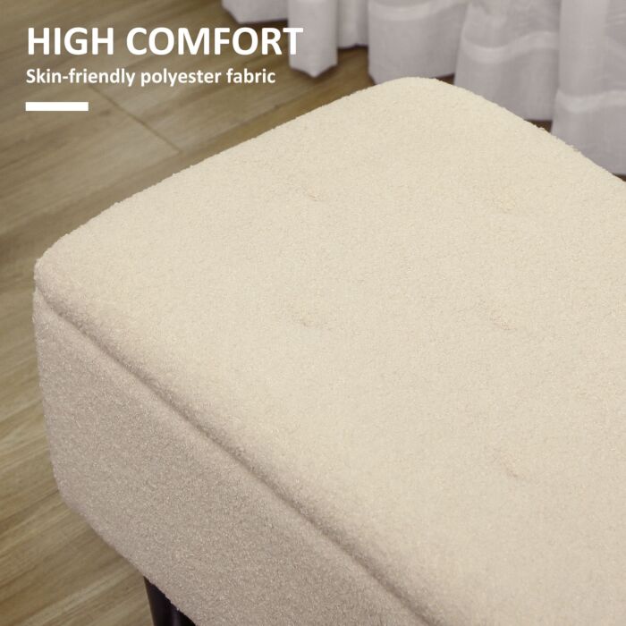 Homcom 47l Teddy Fleece Storage Ottoman - Cream