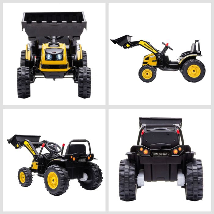 Homcom Kids Digger Ride On Excavator 6v Battery Powered Construction Tractor Music Headlight Moving Forward Backward Gear For 3-5 Years Old Yellow