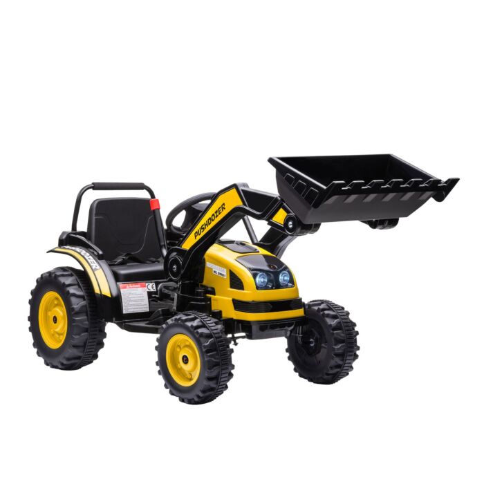 Homcom Kids Digger Ride On Excavator 6v Battery Powered Construction Tractor Music Headlight Moving Forward Backward Gear For 3-5 Years Old Yellow