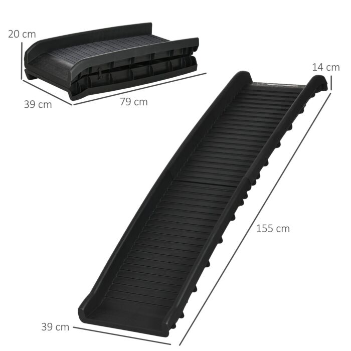 Pawhut Folding Pet Ramp, Dog Ramps For Cars Trucks Suvs, Portable Non-slip, 155 X 39 X 14 Cm