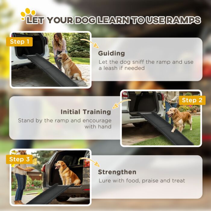 Pawhut Folding Pet Ramp, Dog Ramps For Cars Trucks Suvs, Portable Non-slip, 155 X 39 X 14 Cm
