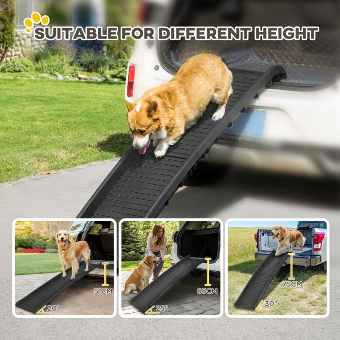 Pawhut Folding Pet Ramp, Dog Ramps For Cars Trucks Suvs, Portable Non-slip, 155 X 39 X 14 Cm