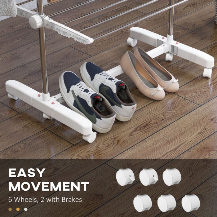 Homcom Folding Cloth Rail Adjustable Garment Rack With Wheels (4 Layer)