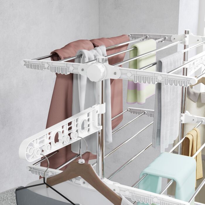Homcom Folding Cloth Rail Adjustable Garment Rack With Wheels (4 Layer)