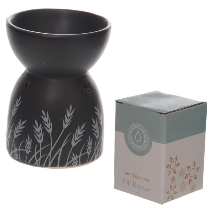 Decorative Ceramic Black And White Grass Design Oil & Wax Burner