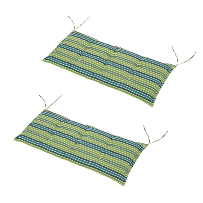 Outsunny Outdoor Cushion Pad Set For Rattan Furniture Polyester Set Of 2 Seat Cushion Chair Cushion, Patio Conversation Set Cushions, Green Stripes