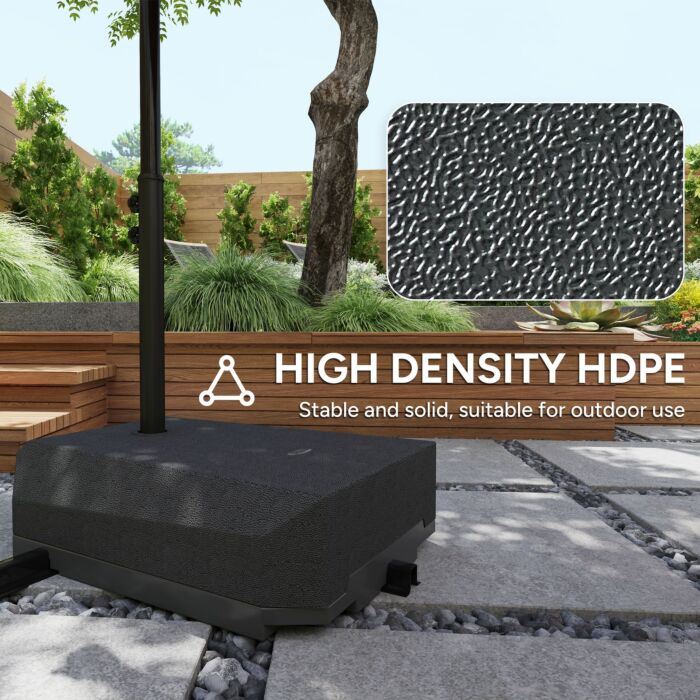 Outsunny Parasol Base Plastic Umbrella Stand For Cantilever Parasol With Wheels, Heavy Duty Umbrella Stand, Water/sand Filled