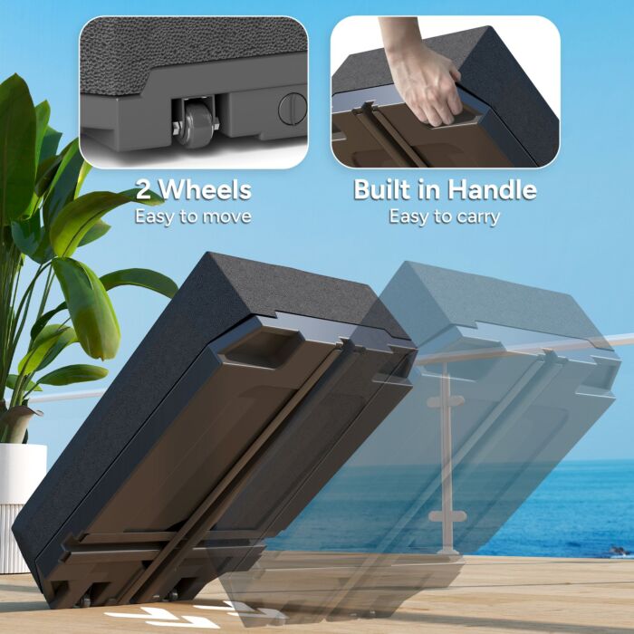 Outsunny Parasol Base Plastic Umbrella Stand For Cantilever Parasol With Wheels, Heavy Duty Umbrella Stand, Water/sand Filled