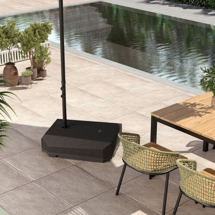 Outsunny Parasol Base Plastic Umbrella Stand For Cantilever Parasol With Wheels, Heavy Duty Umbrella Stand, Water/sand Filled