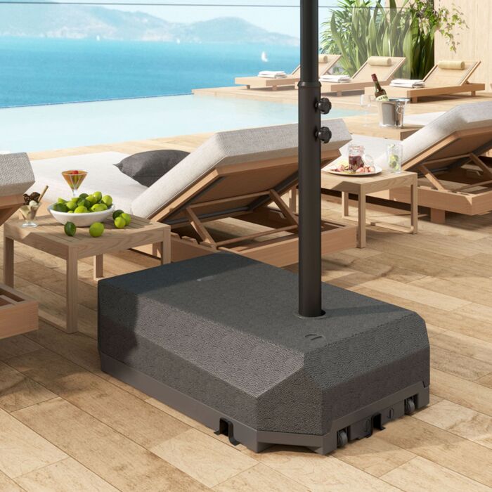 Outsunny Parasol Base Plastic Umbrella Stand For Cantilever Parasol With Wheels, Heavy Duty Umbrella Stand, Water/sand Filled